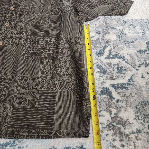 Tommy Bahama Silk Mens Large Green Tropical Hawaiian Camp Short Button-Up Shirt - Picture 11 of 13